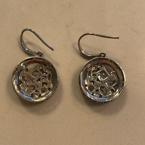 Sterling silver marcasite earring with white cubic zirconia - Picture 2 of 4